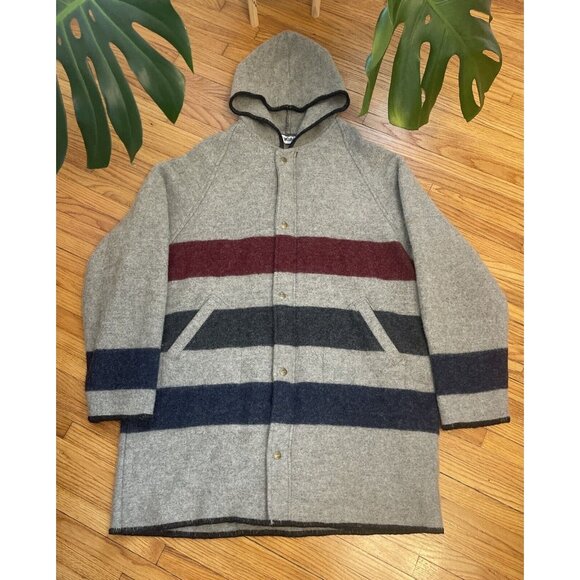 Vintage 80s XL Woolrich Blanket Navajo Aztec Wool Long Jacket Coat USA
